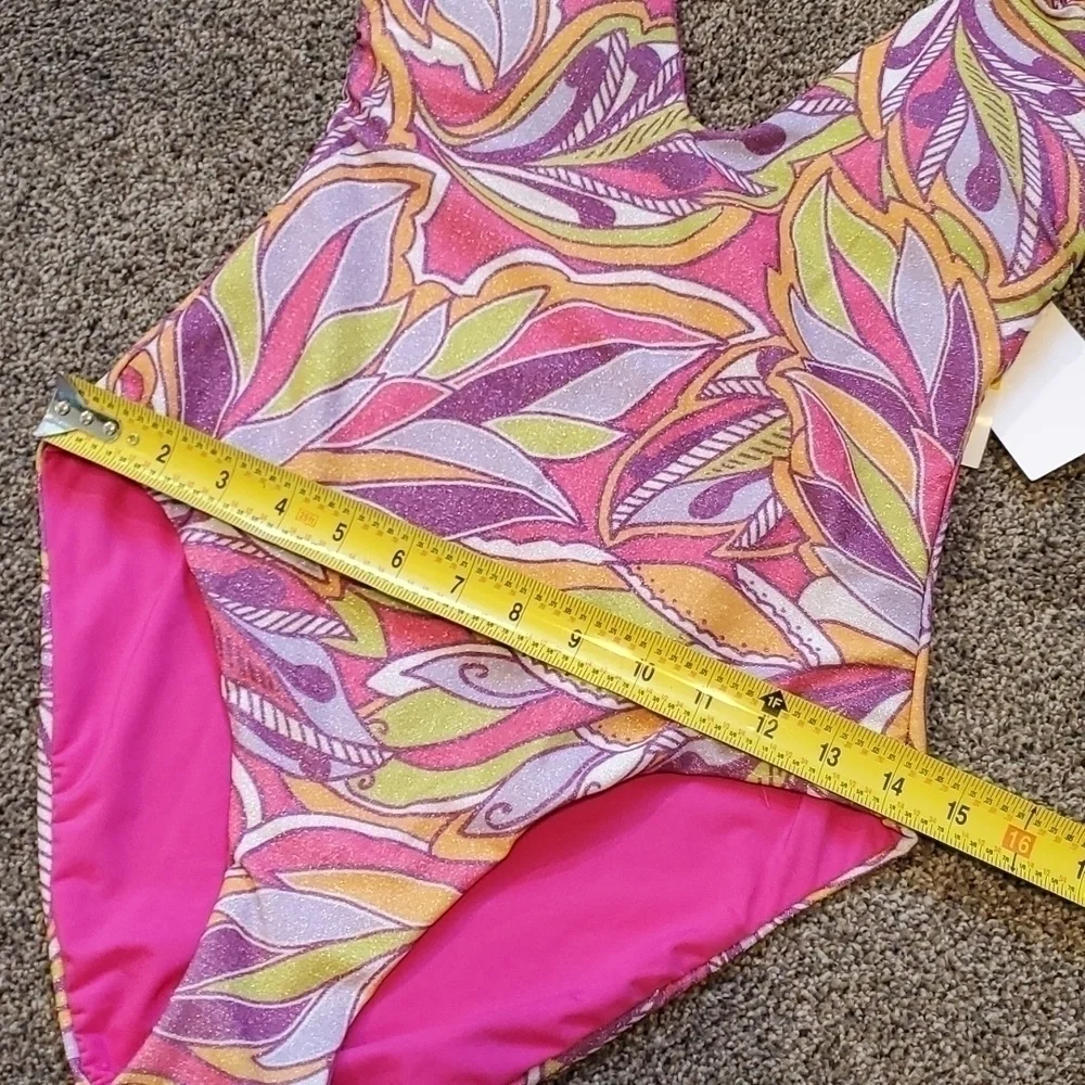 NWT Becca By Rebecca Virtue Psychedelica Nina U-Neck Sparkle One Piece Swim